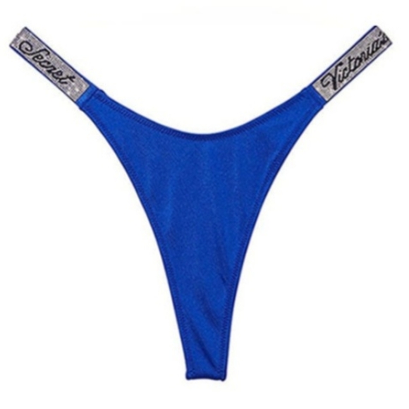 Victoria's Secret Other - Victoria's Secret Royal Blue Thong Bikini Bottom with Silver Logo Straps